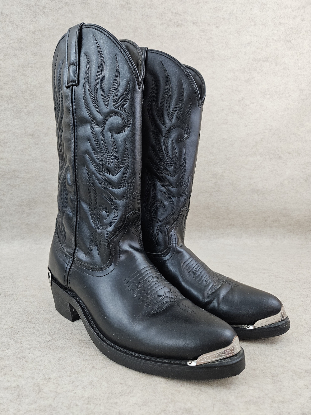 Men's Laredo Black Western Cowboy Boots with Metal Toe Caps